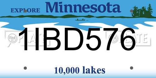 1IBD576 Minnesota License Plate