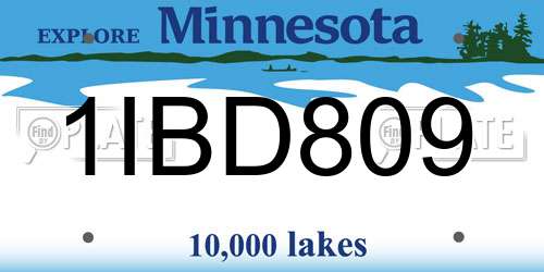 1IBD809 Minnesota License Plate