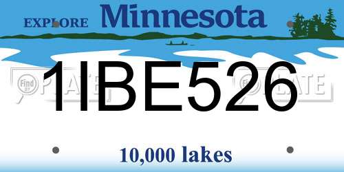 1IBE526 Minnesota License Plate