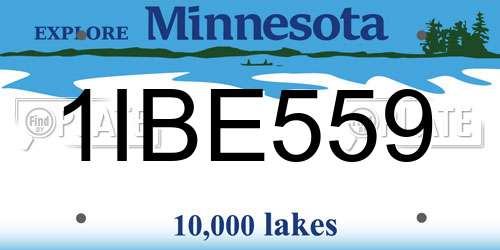 1IBE559 Minnesota License Plate