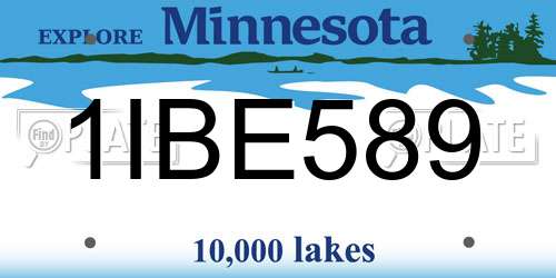 1IBE589 Minnesota License Plate