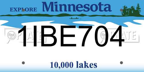 1IBE704 Minnesota License Plate