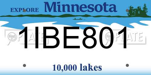 1IBE801 Minnesota License Plate
