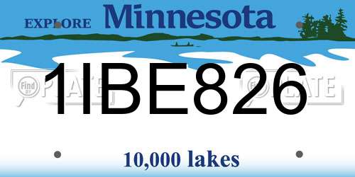 1IBE826 Minnesota License Plate