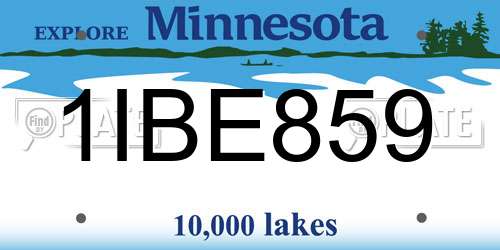 1IBE859 Minnesota License Plate