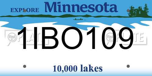 1IBO109 Minnesota License Plate