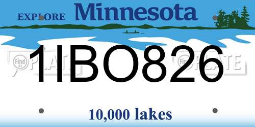 1IBO826 Minnesota License Plate