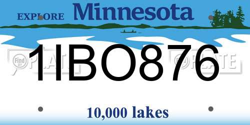 1IBO876 Minnesota License Plate