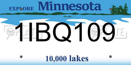 1IBQ109 Minnesota License Plate