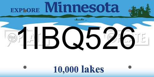 1IBQ526 Minnesota License Plate