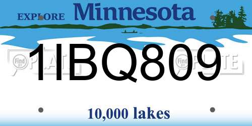 1IBQ809 Minnesota License Plate