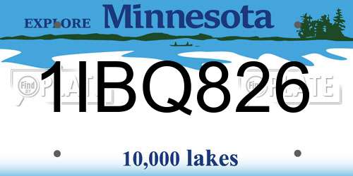 1IBQ826 Minnesota License Plate