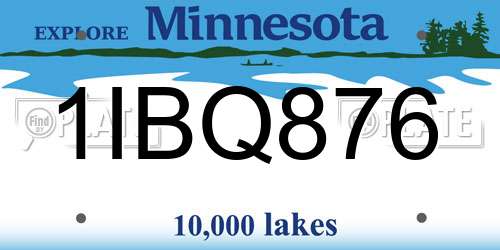 1IBQ876 Minnesota License Plate