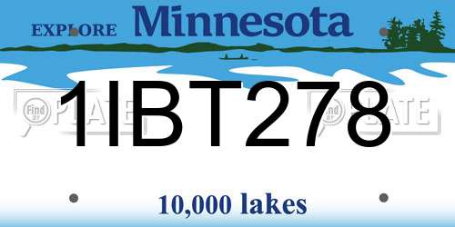 1IBT278 Minnesota License Plate