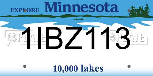 1IBZ113 Minnesota License Plate
