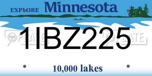 1IBZ225 Minnesota License Plate