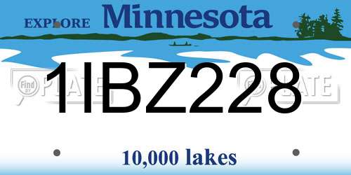 1IBZ228 Minnesota License Plate