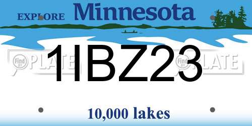 1IBZ23 Minnesota License Plate