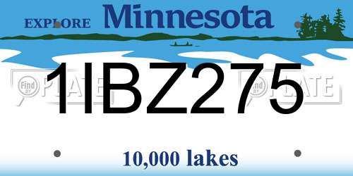 1IBZ275 Minnesota License Plate