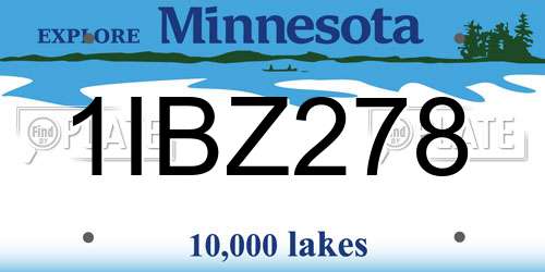 1IBZ278 Minnesota License Plate