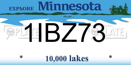 1IBZ73 Minnesota License Plate