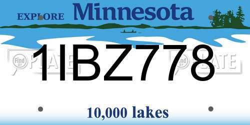 1IBZ778 Minnesota License Plate