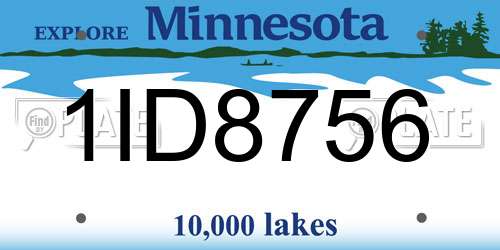 1ID8756 Minnesota License Plate