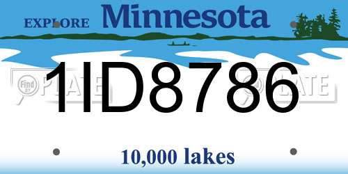 1ID8786 Minnesota License Plate