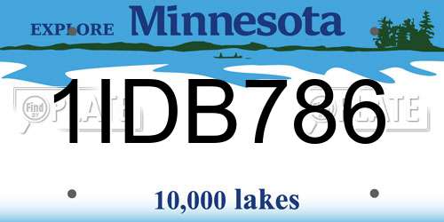1IDB786 Minnesota License Plate