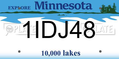 1IDJ48 Minnesota License Plate