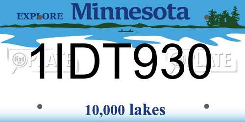 1IDT930 Minnesota License Plate