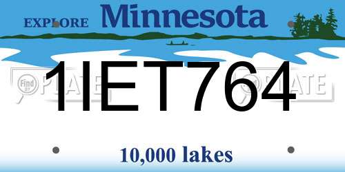 1IET764 Minnesota License Plate