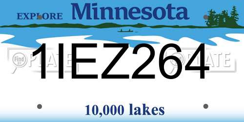 1IEZ264 Minnesota License Plate