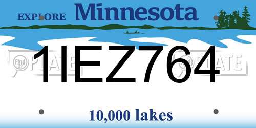1IEZ764 Minnesota License Plate