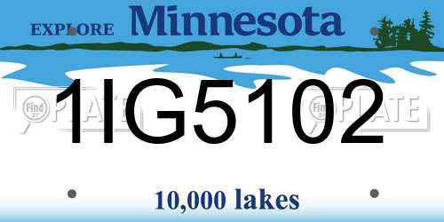 1IG5102 Minnesota License Plate