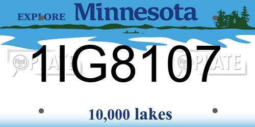 1IG8107 Minnesota License Plate