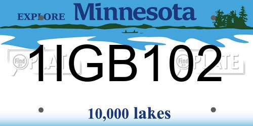 1IGB102 Minnesota License Plate