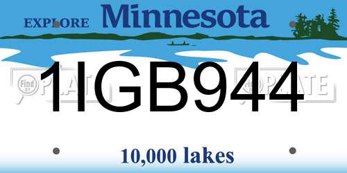 1IGB944 Minnesota License Plate