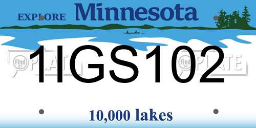 1IGS102 Minnesota License Plate