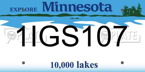 1IGS107 Minnesota License Plate