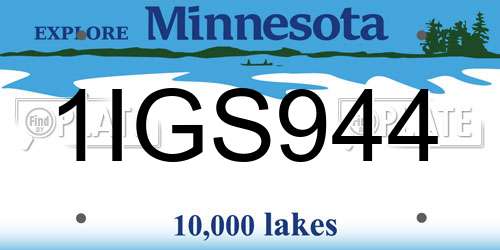 1IGS944 Minnesota License Plate