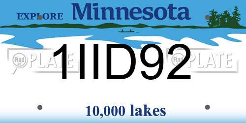 1IID92 Minnesota License Plate