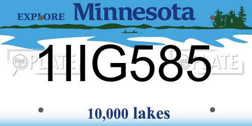 1IIG585 Minnesota License Plate