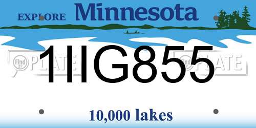 1IIG855 Minnesota License Plate