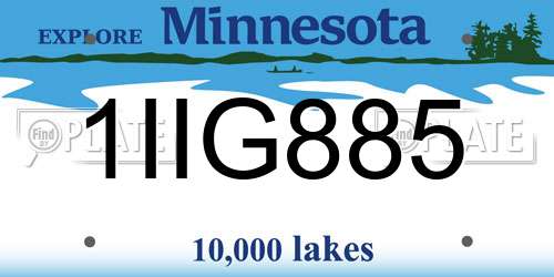 1IIG885 Minnesota License Plate