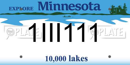 1III111 Minnesota License Plate