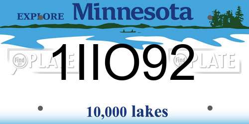 1IIO92 Minnesota License Plate