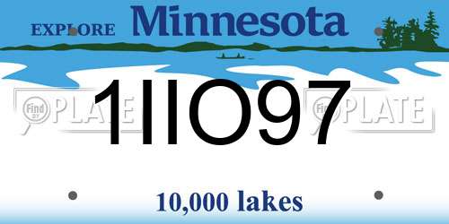 1IIO97 Minnesota License Plate