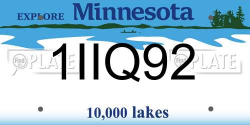 1IIQ92 Minnesota License Plate