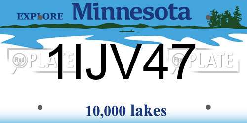 1IJV47 Minnesota License Plate